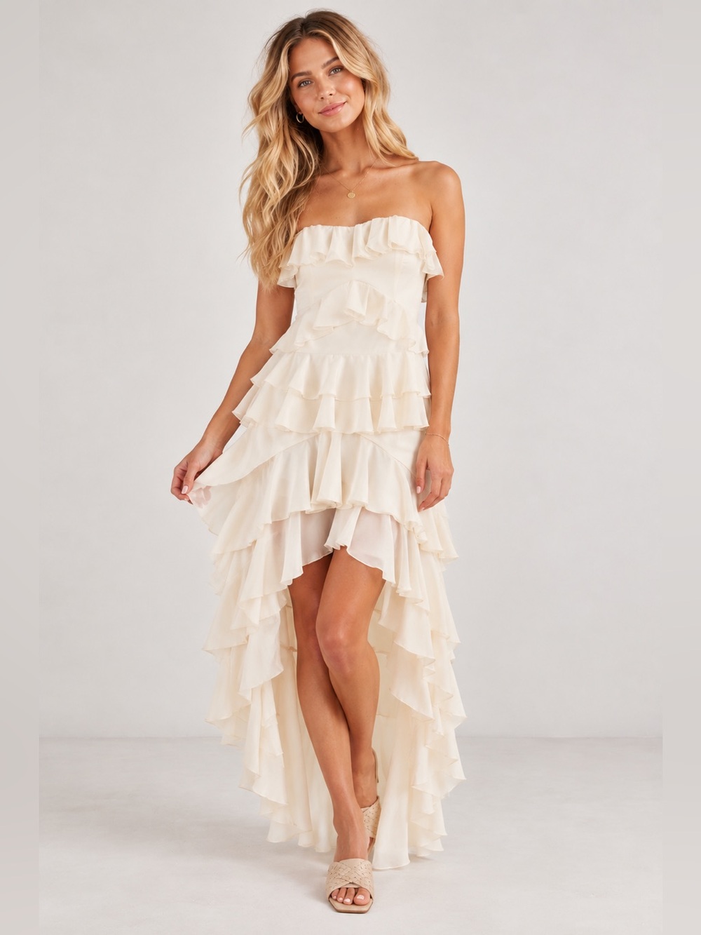 Mable Clementine High Low Ruffle Maxi Dress